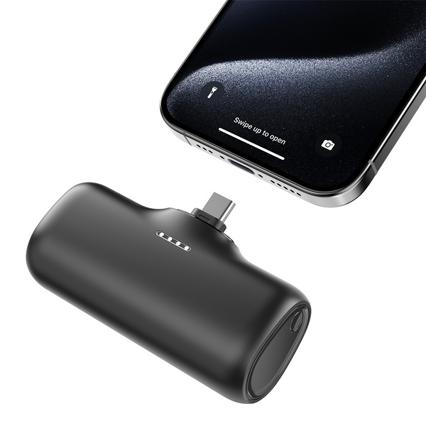 Small Portable Charger 5000mAh, USB C Power Bank Built in Connector Compatible with iPhone 15/15 Plus/15 Pro/15 Pro Max